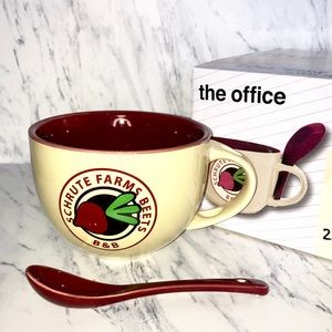 NWT The office 20oz soup mug w spoon schrute farms